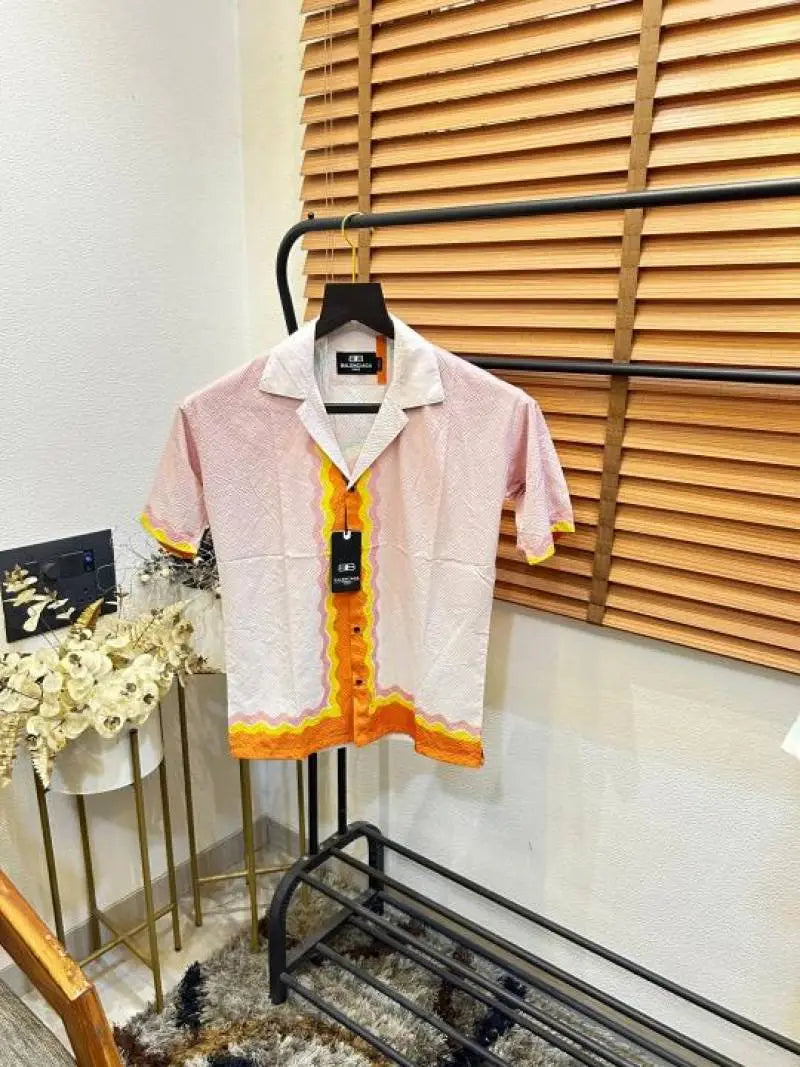 Balenci4ga _X Casablanc_a Imported All Over Printed Premium Half Shirt