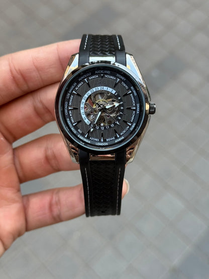 Omeg a Sea Master Aqua Terra World Timer Automatic Black Silicone