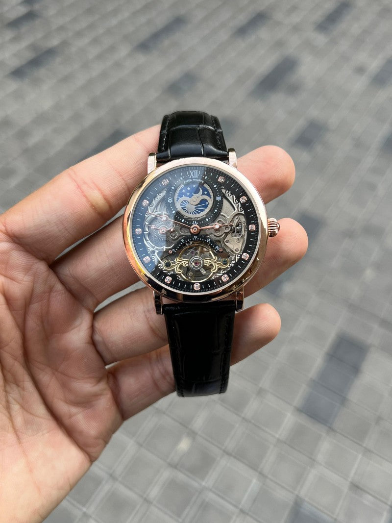 Patek Philippe Skeleton Leather Black Premium