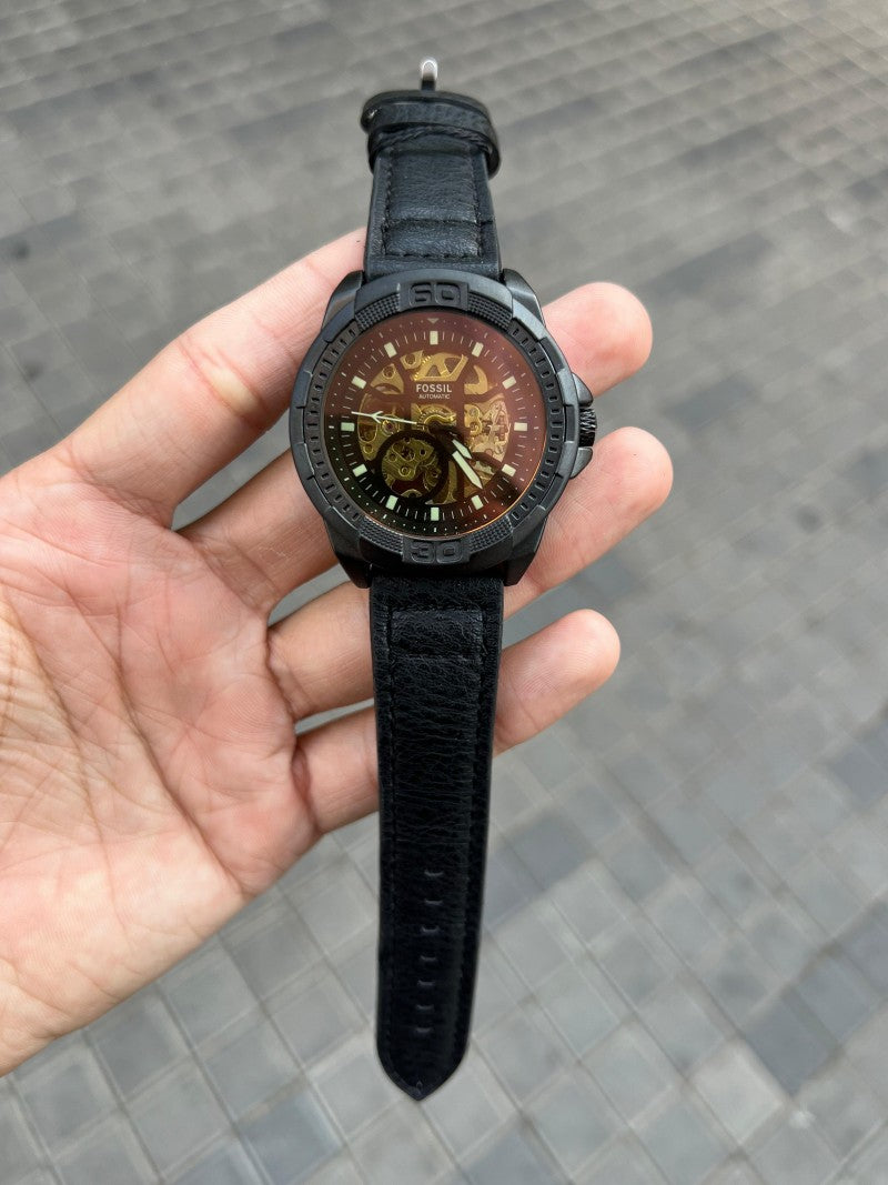 Fossi l Bronson Automatic Black Leather