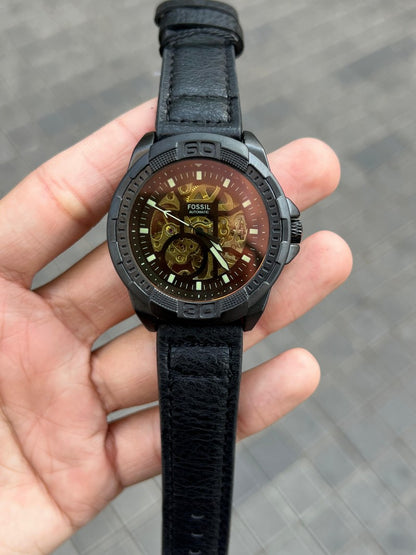 Fossi l Bronson Automatic Black Leather