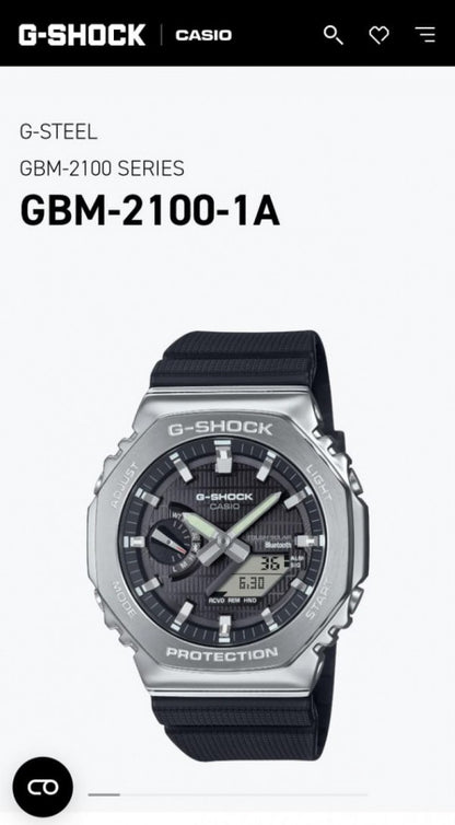Casio G shock GM 2100 Silver Black