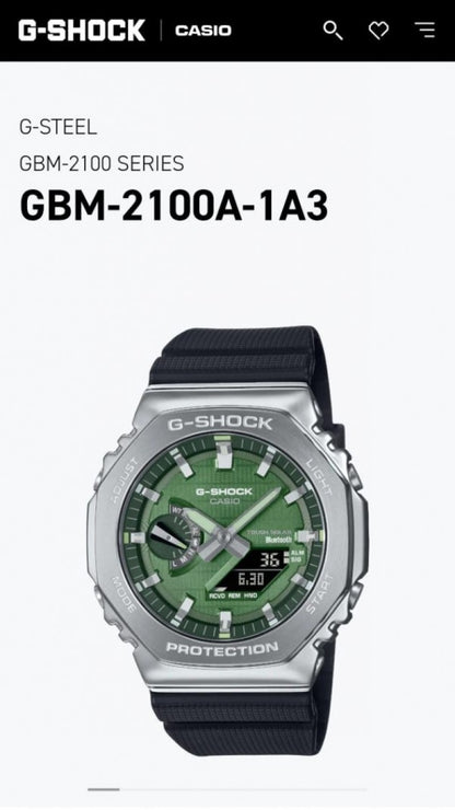 Casio G shock GM 2100 Silver Green