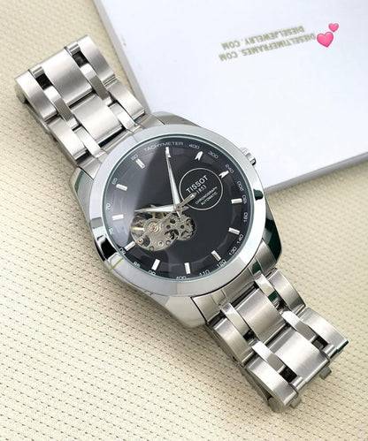 Tisso t 1853 Automatic Open Heart Silver Black