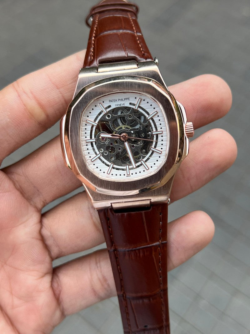 Pate_k Phillipe Nautilus Leather Automatic