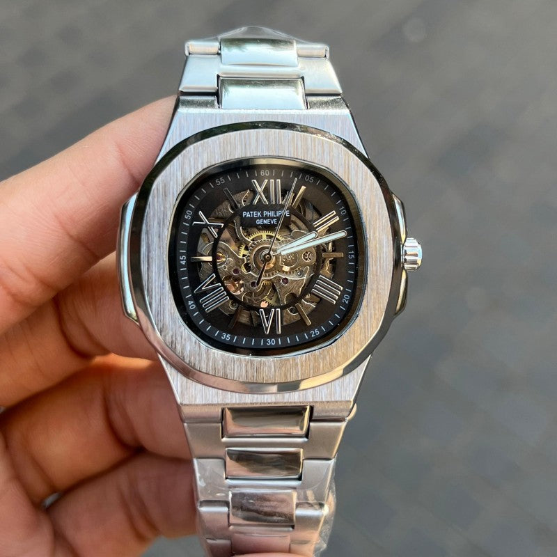 Patek Phillep e Skeleton Automatic Silver Black