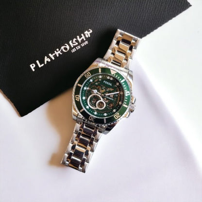 Fossi l FB 01 Automatic Skeleton Silver Green