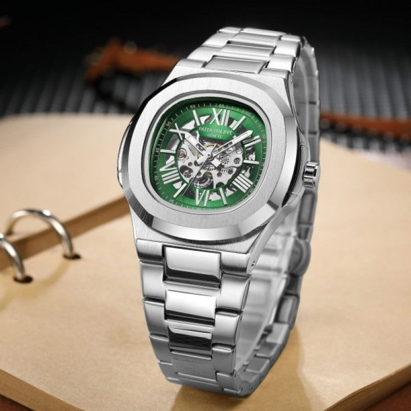Patek Phillep e Skeleton Automatic Silver Green