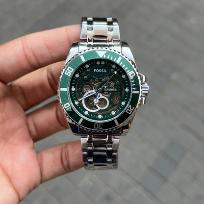 Fossi l FB 01 Automatic Skeleton Silver Green