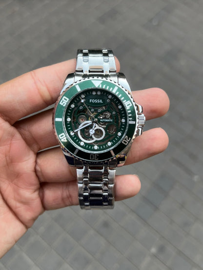 Fossi l FB 01 Automatic Skeleton Silver Green