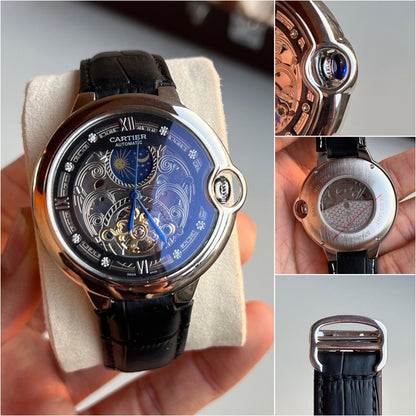 Cartie r Automatic Leather Silver Black