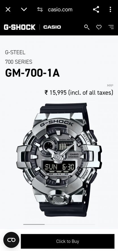 CASI O G SHOCK GM 700 1A G STEEL SERIES