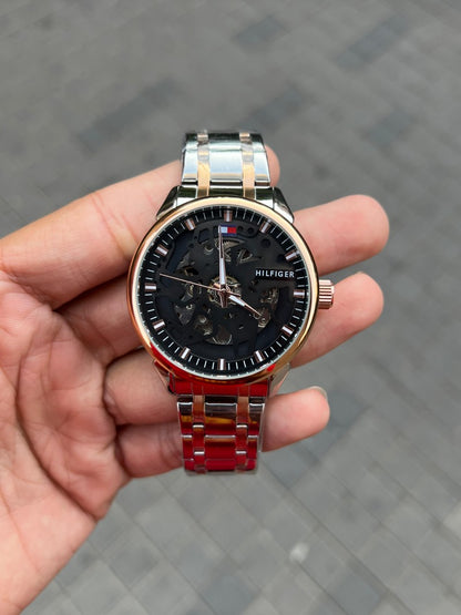 Tommy Hilfige r Chain Automatic Two Tone Black Dial