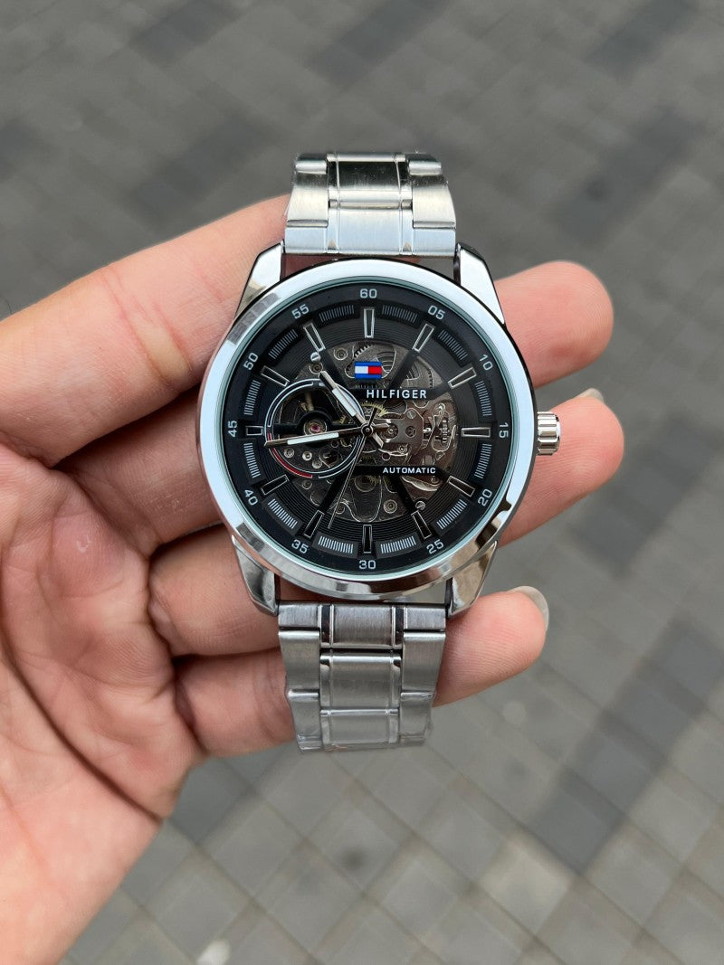 Tommy Hilfige r Automatic Chain Silver Black