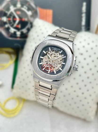 Patek Phillip e Nautilus Automatic Silver Black