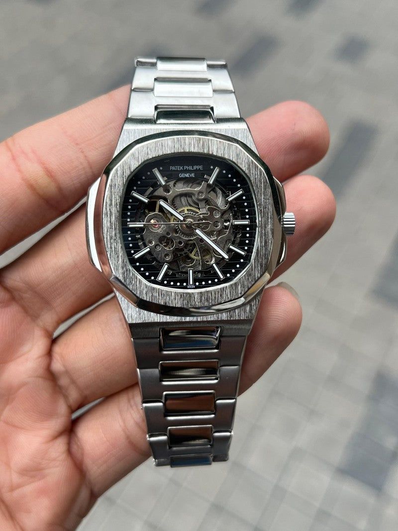 Patek Phillip e Nautilus Automatic Silver Black
