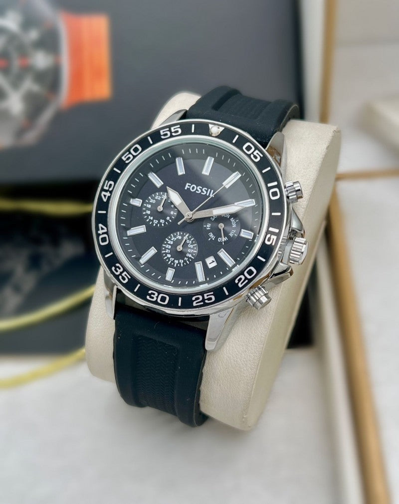 Fossi l Bannon Chronograph Silver Black