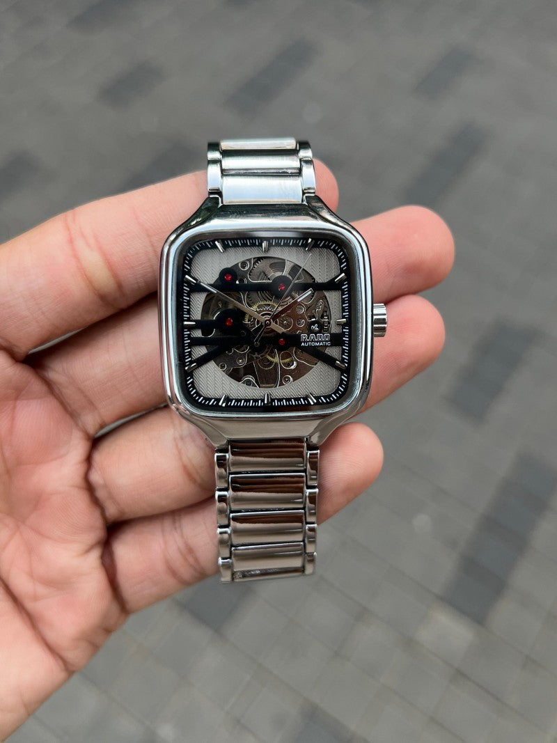 Rad o True Square Automatic Open Heart Silver