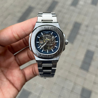 Patek Phillip e Nautilus Automatic Silver Blue