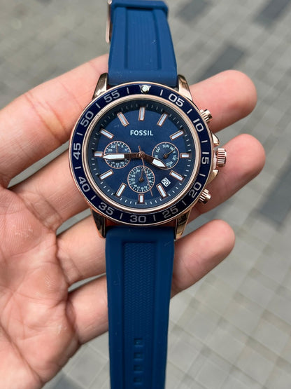 Fossi l Bannon Chronograph Blue Rose gold
