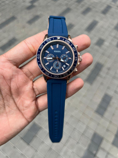Fossi l Bannon Chronograph Blue Rose gold