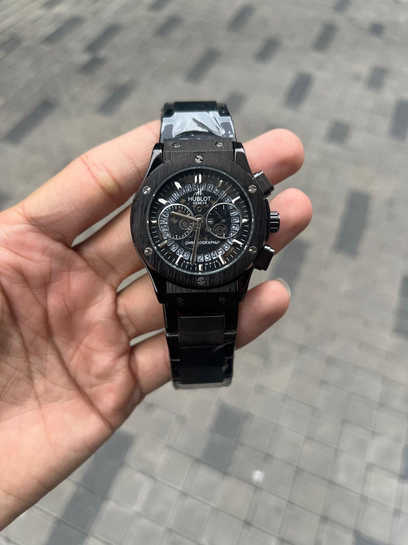 Hublo t Calendar Chronograph Chain All Black