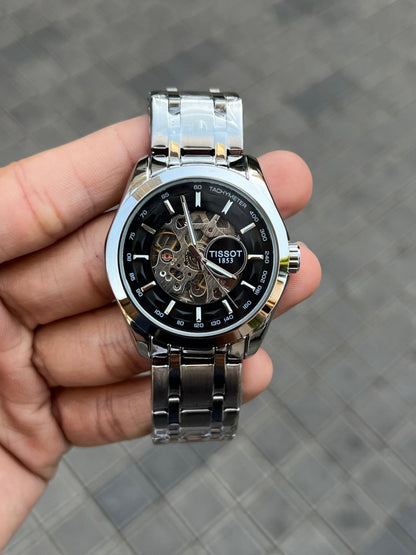 Tisso t 1853 Skeleton Automatic Silver Black