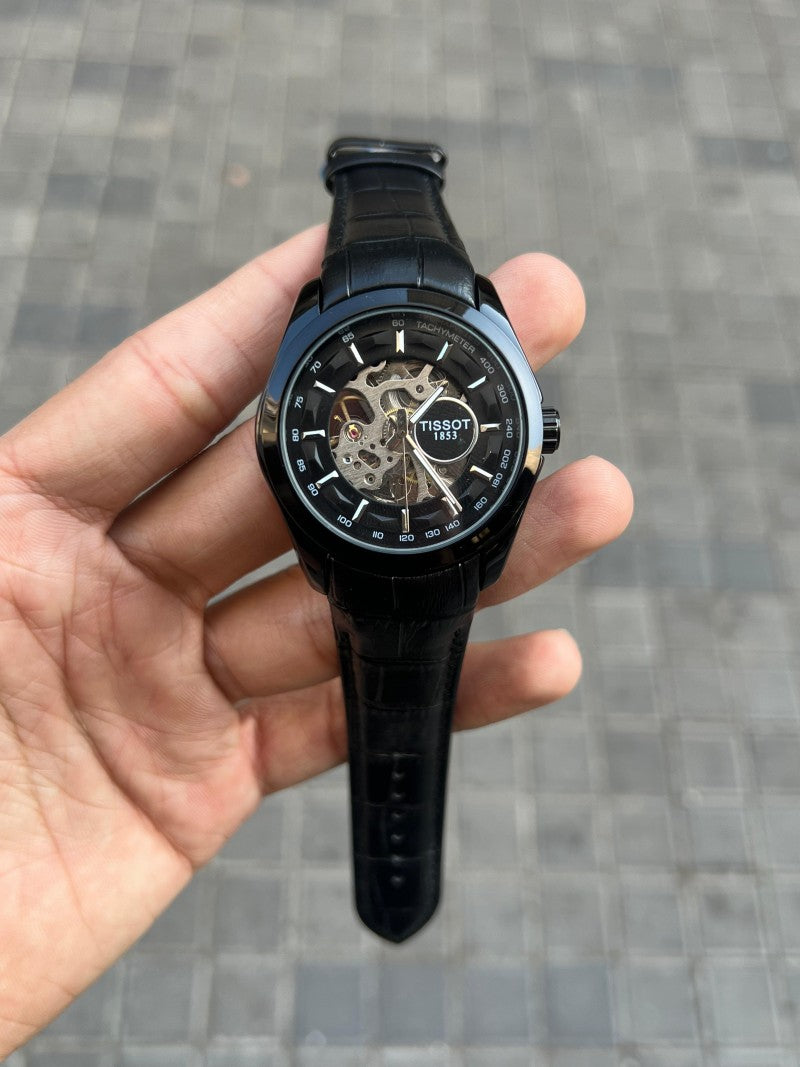 Tisso t 1853 Skeleton Automatic Full Black leather