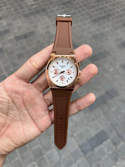 Tisso t PRX Chronograph Silicon Rose Gold Brown