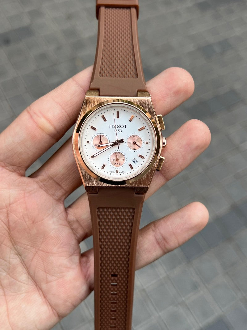 Tisso t PRX Chronograph Silicon Rose Gold Brown