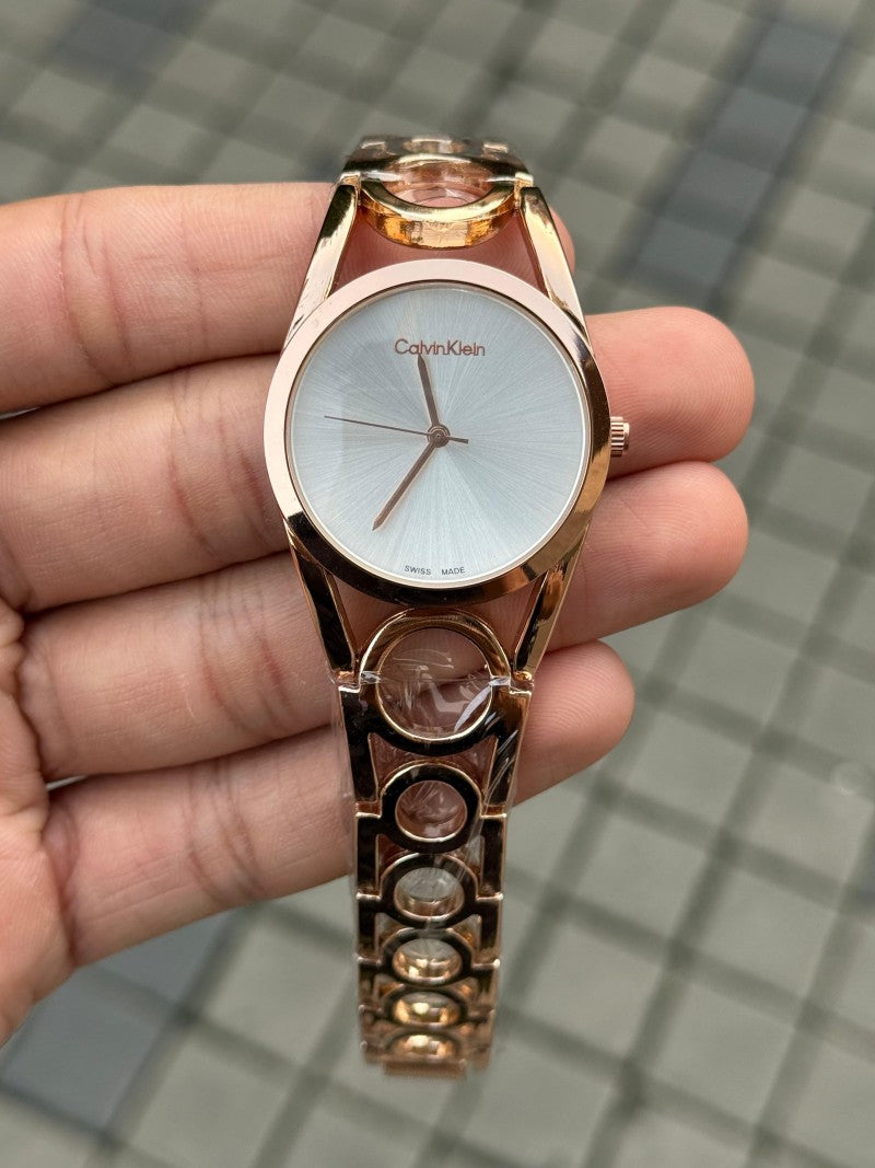 Calvin Klei n Women s Rose Gold White Dial