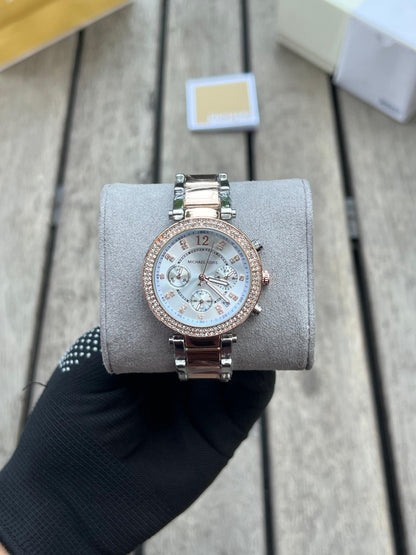 Michael kor s Parker Women s Chronograph Two tone White Dial