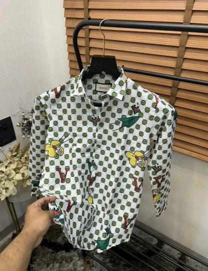 Gucc_i MonogRam. Printed Imported Premium Designer Shirt With OG Bo-x And Bag