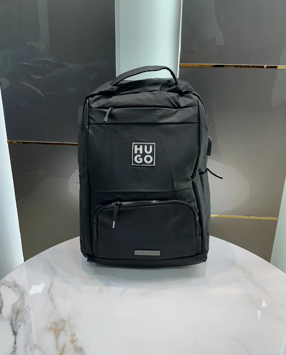 Hugo Bos s S83 Black White Luxury Imported BackPack With Usb Port