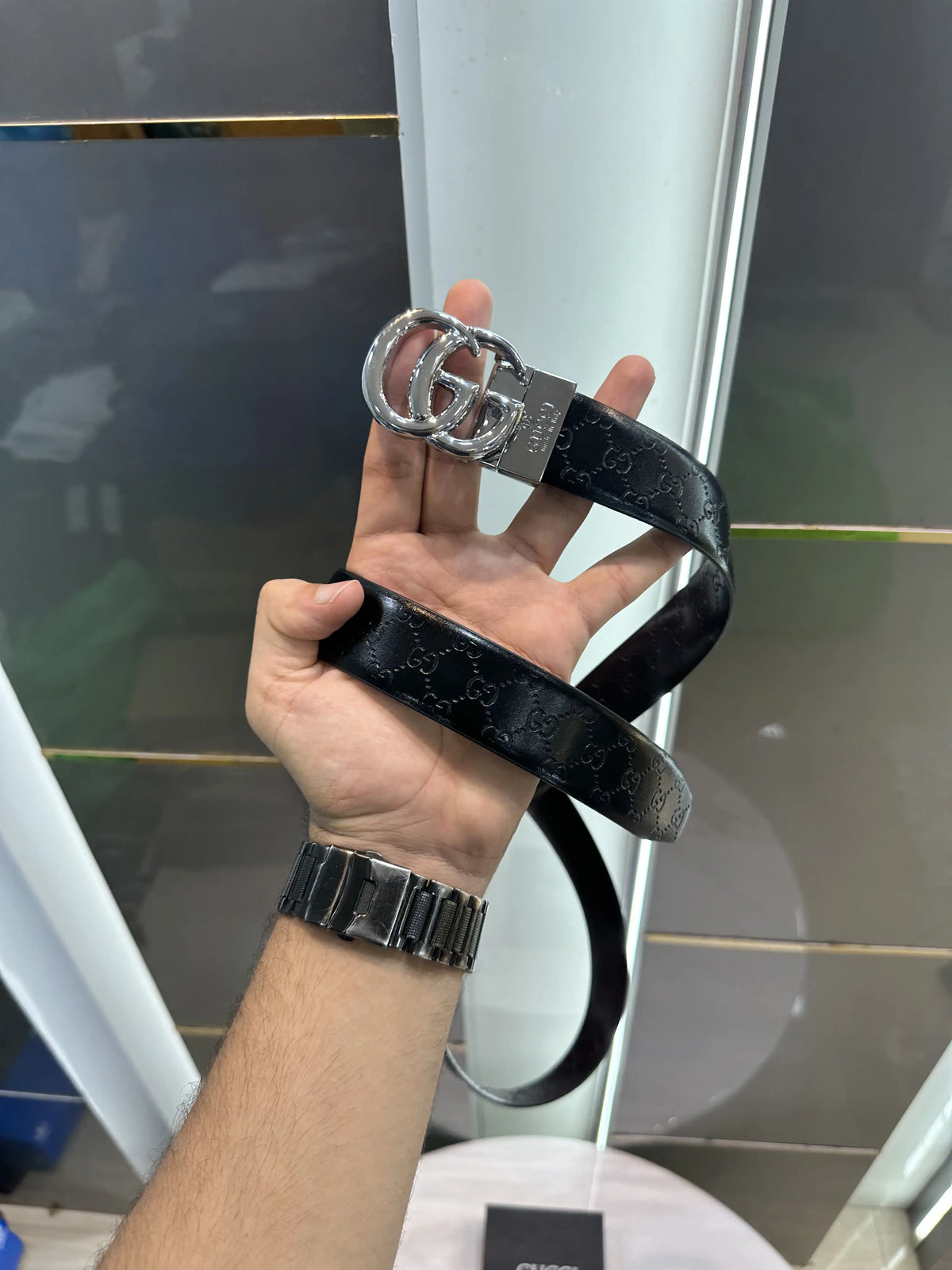 Gucc i Silver 333 Reversible Premium Imported Belt
