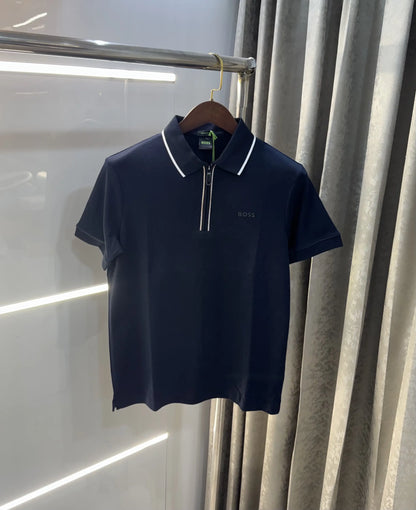 Hug o Boss Navy Blue Logo Work Premium Polo T-shirt