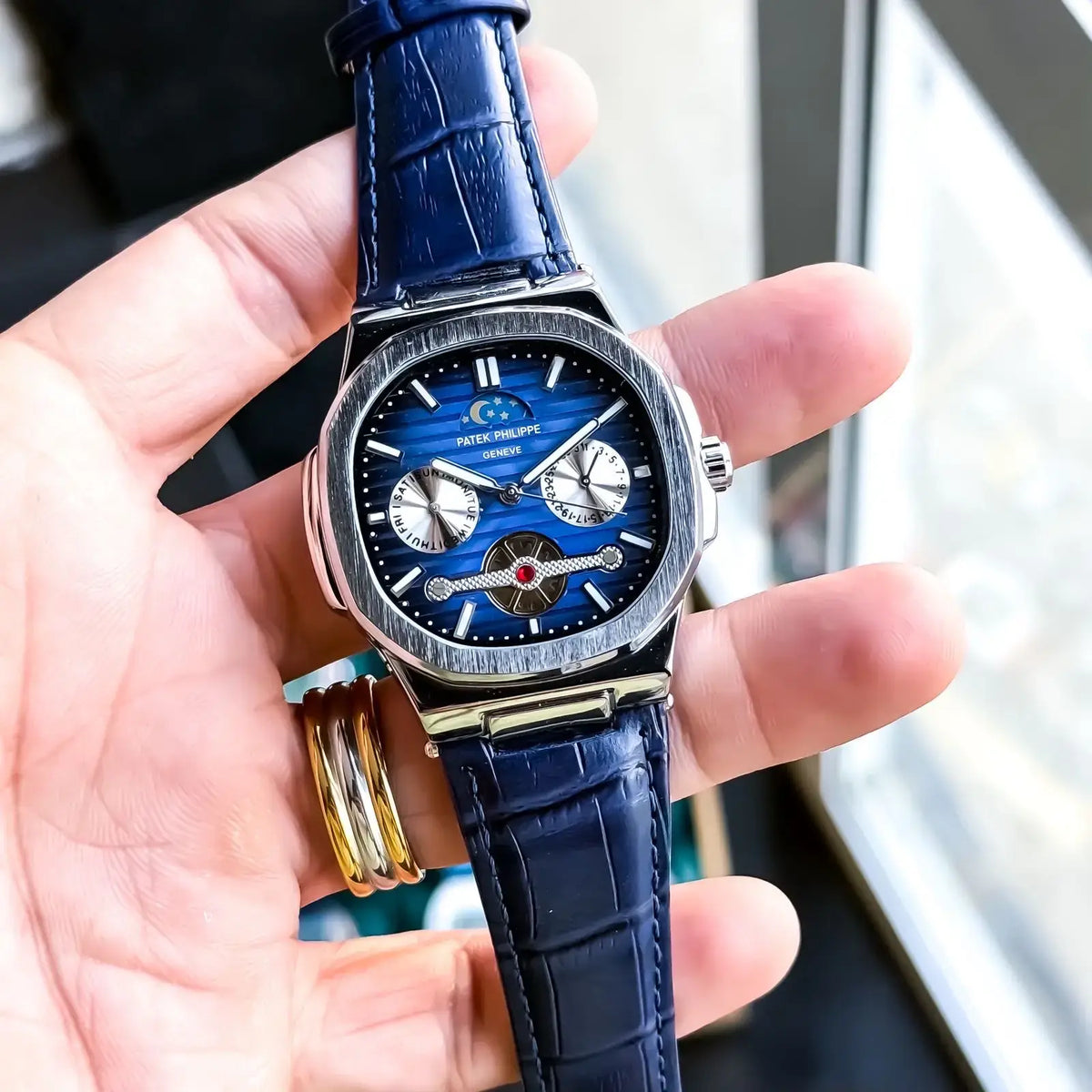 patek philippe silver blue