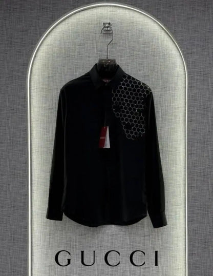 Gucc_i Velvet Bee Patched Sequence Imported Very Premium Shirt With Og Box & Bag (DN 508)