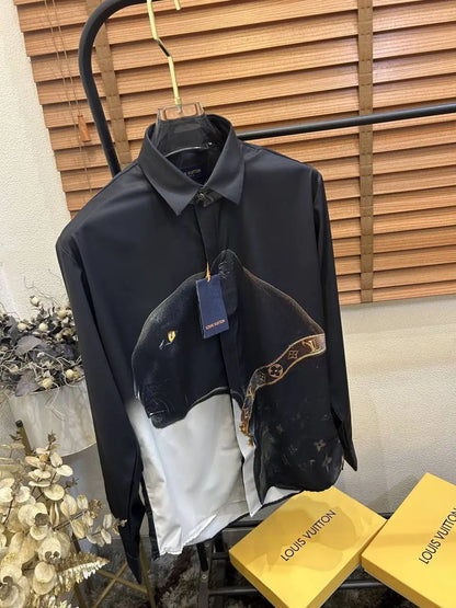Loui_s Vuitton Imported E_Xclusive Cheetah Printed MonogRam Sequence Premium Shirt With Brand Box DN 620