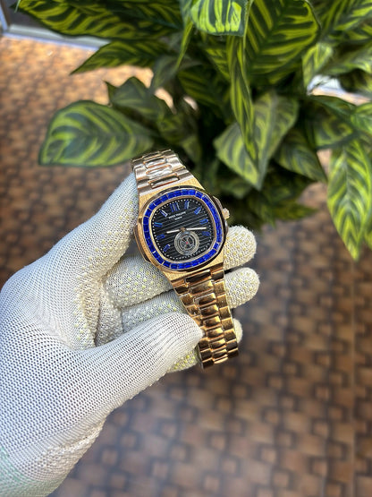 Patek Philippe Nautilus baguette diamond-set bezel.