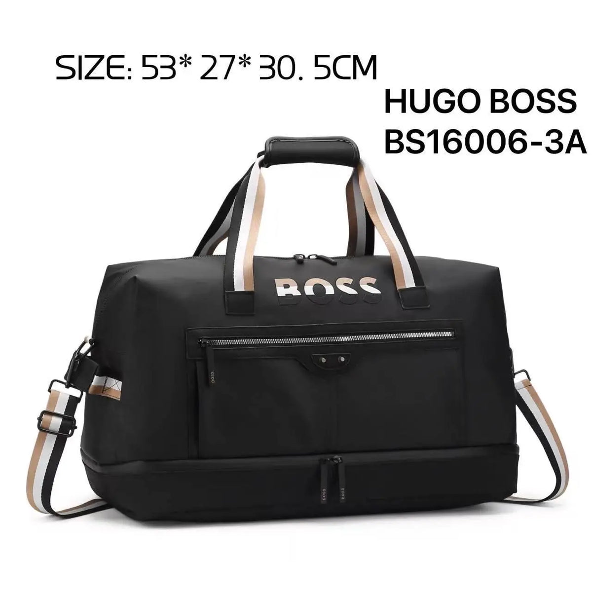 Hugo Bos s Bs16006 Black Luxury Imported Duffel Bag