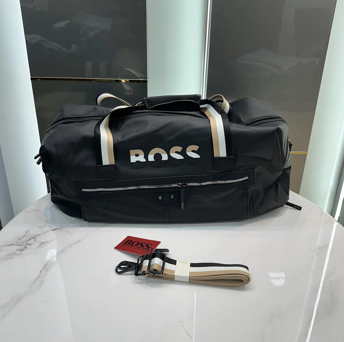 Hugo Bos s Bs16006 Black Luxury Imported Duffel Bag