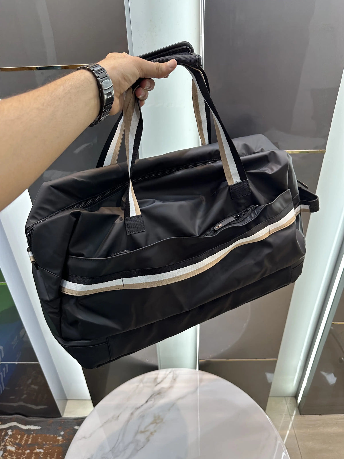 Hugo Bos s Bs16006 Black Luxury Imported Duffel Bag