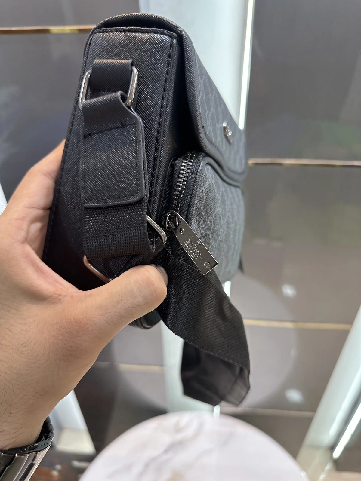 Gucci Monogram Premium Sling Bag Grey