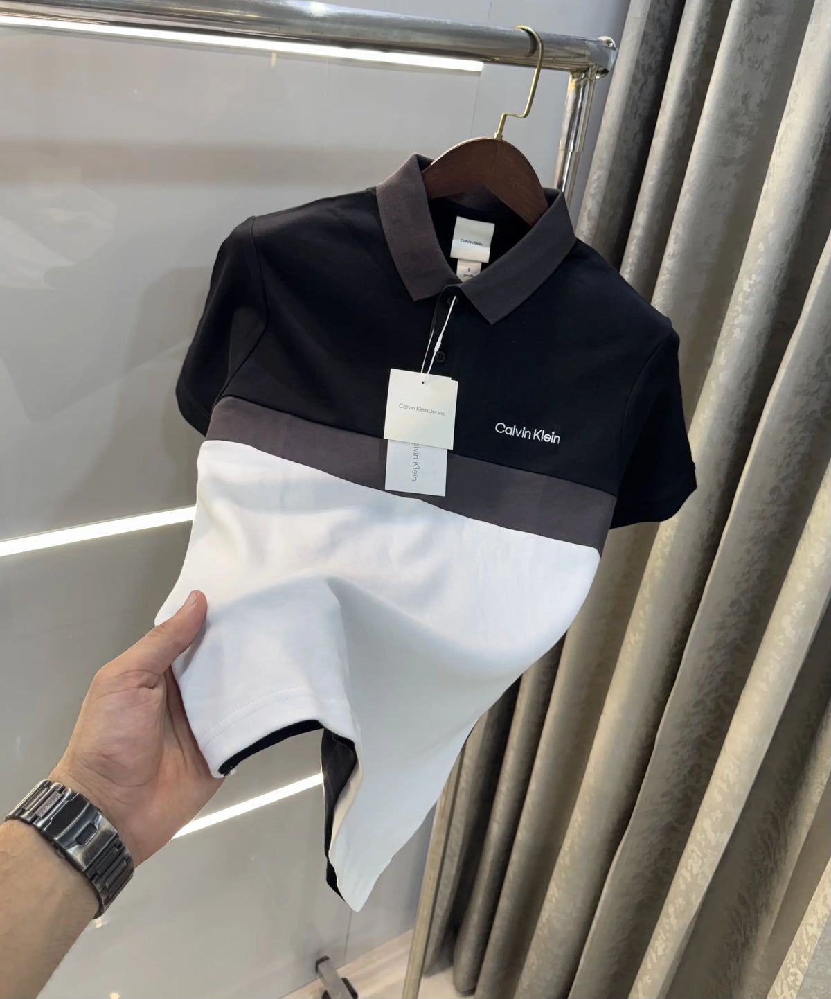 Calvin  Klein Grey White Premium Polo T-Shirt