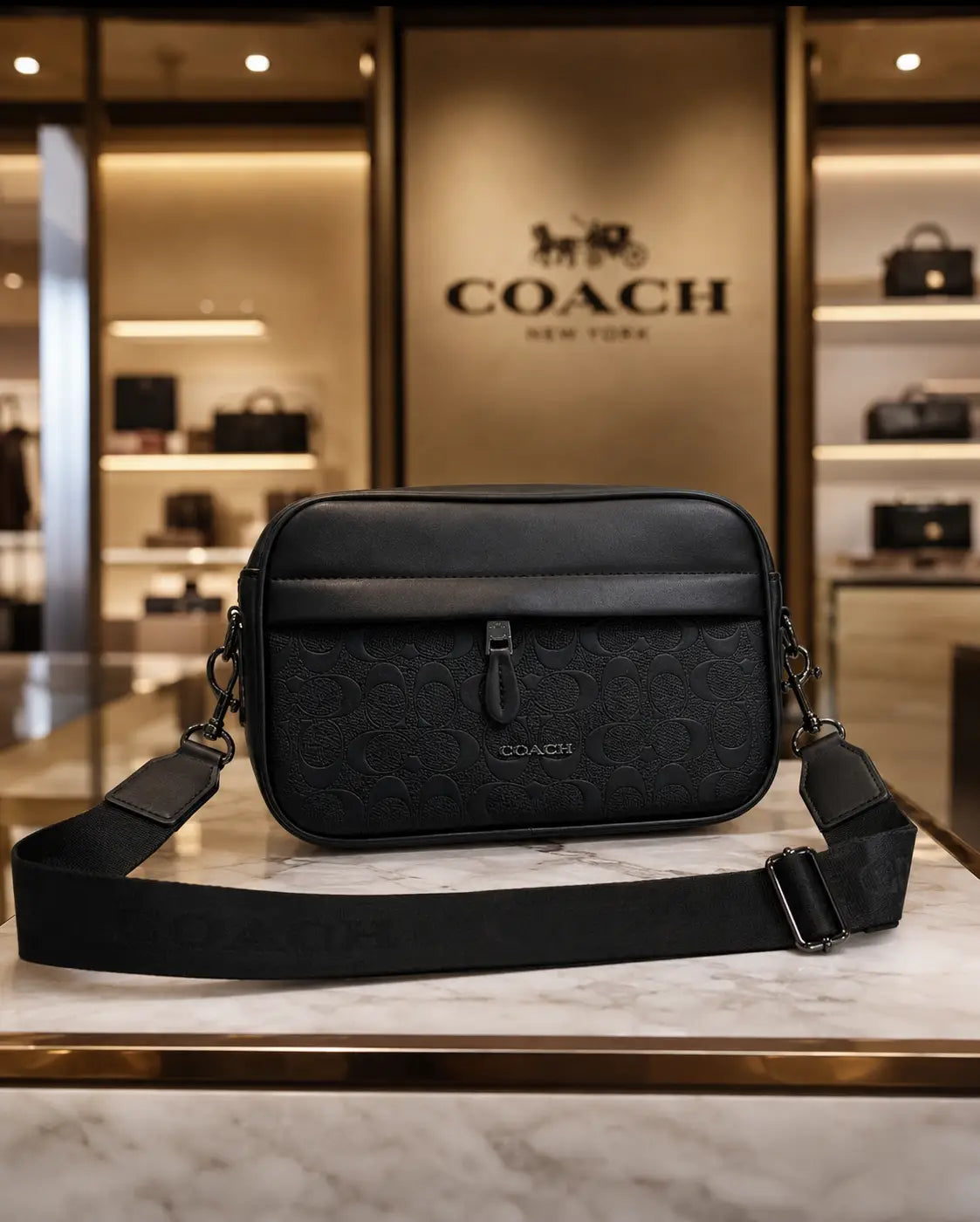 Coac h Monogram Luxury Sling Bag With Og Box Bill And Dust Bag c112