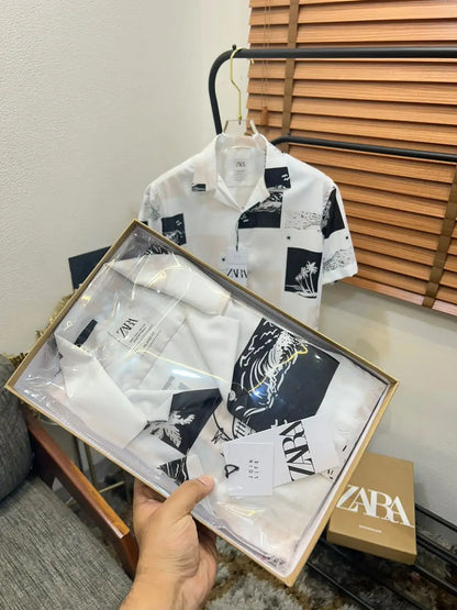 Zar_a Turkey Imported Very Premium Designer Half Shirt With Brand Bo__X (DN 539)