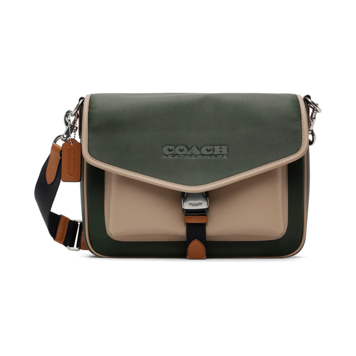 Coac h Luxury Messenger Bag Green&Beige With Magnetic Box Bill And Dust Bag c798