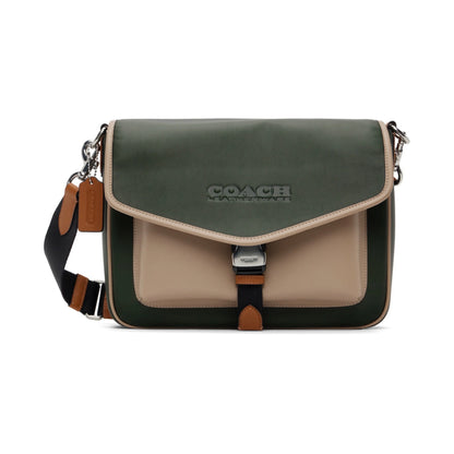 Coac h Luxury Messenger Bag Green&Beige With Magnetic Box Bill And Dust Bag c798