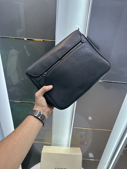 Coac h Luxury Messenger Bag Black Grey With Magnetic Box Bill And Dust Bag c808